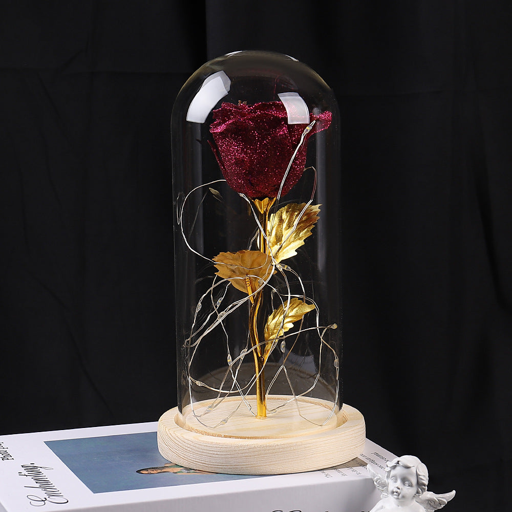 Eternal Rose met LED Licht in Glazen Stolp β Romantisch Cadeau