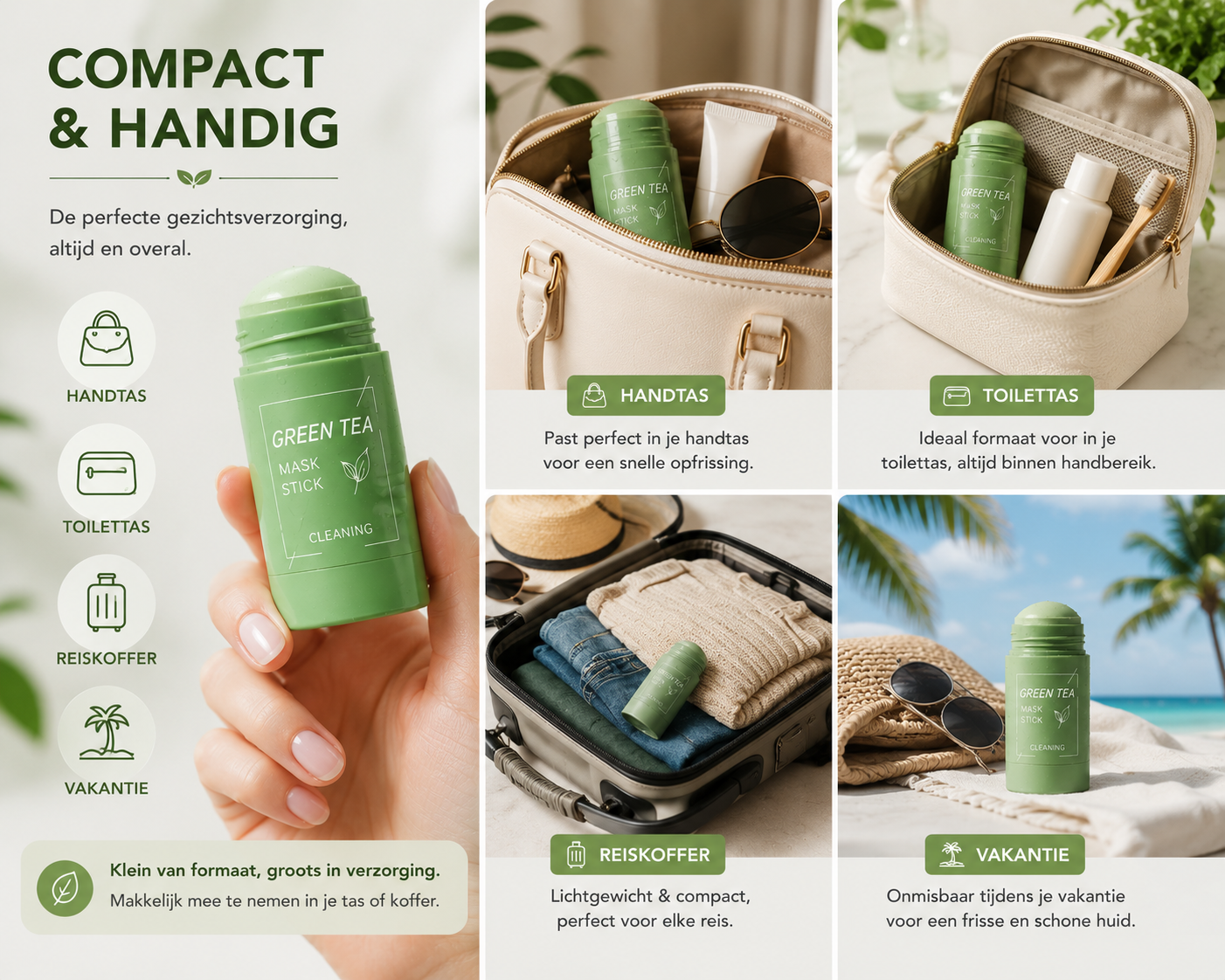Green Tea Kleimasker Stick – Diepe Gezichtsreiniging & Verzorging