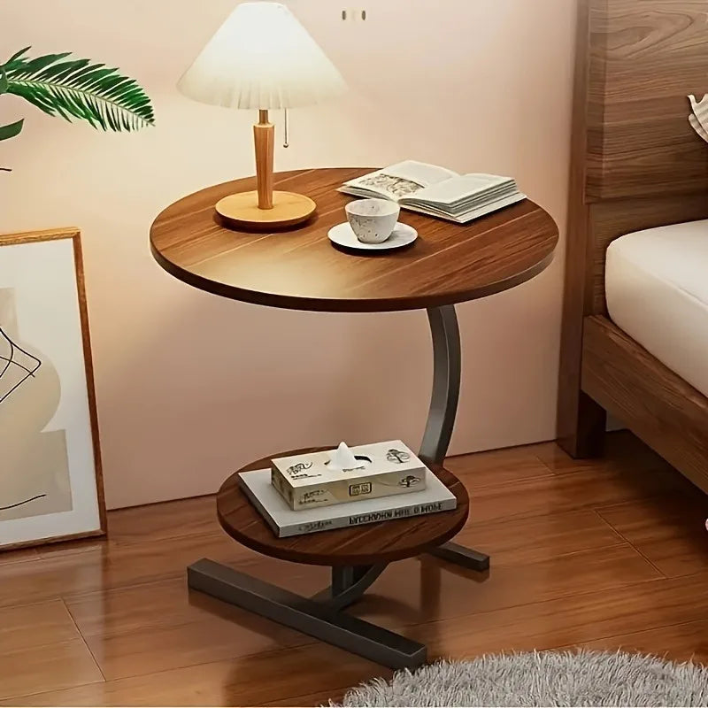 Modern Expandable Double Layer Coffee Table - Wooden Top, Durable, Portable, Multifunctional with Storage Shelf for Living Room