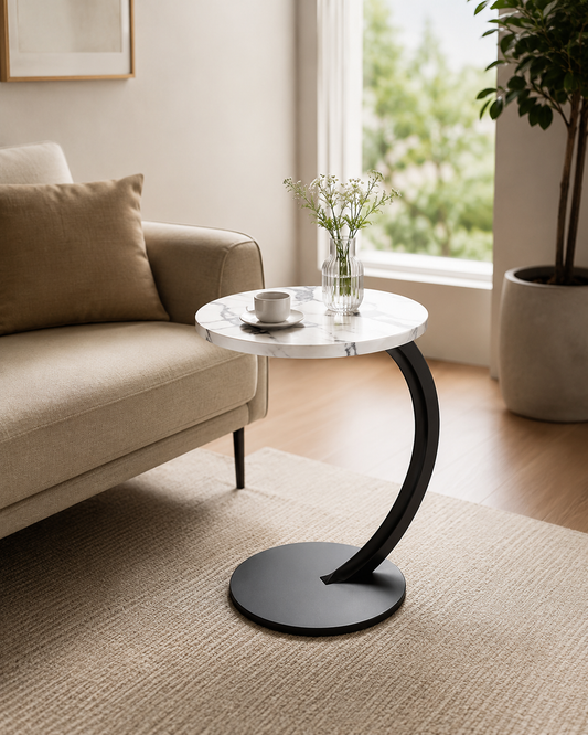 Ronde Bijzettafel met Opbergruimte – Modern Design voor Woonkamer & Slaapkamer (40 × 60 cm)