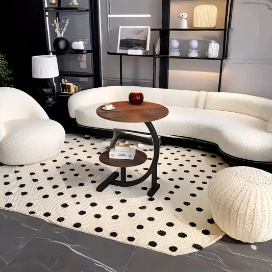 Modern Expandable Double Layer Coffee Table - Wooden Top, Durable, Portable, Multifunctional with Storage Shelf for Living Room