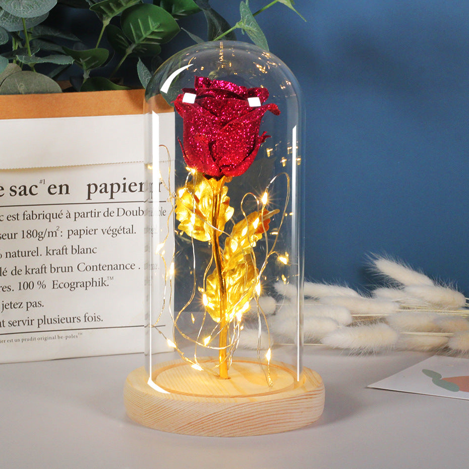 Eternal Rose met LED Licht in Glazen Stolp – Romantisch Cadeau