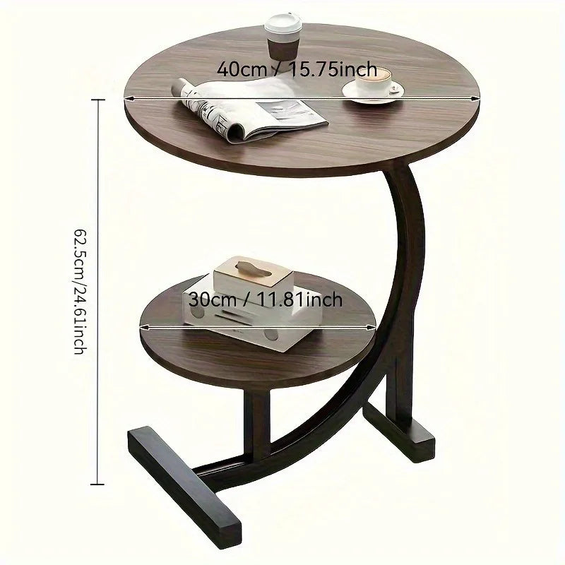 Modern Expandable Double Layer Coffee Table - Wooden Top, Durable, Portable, Multifunctional with Storage Shelf for Living Room
