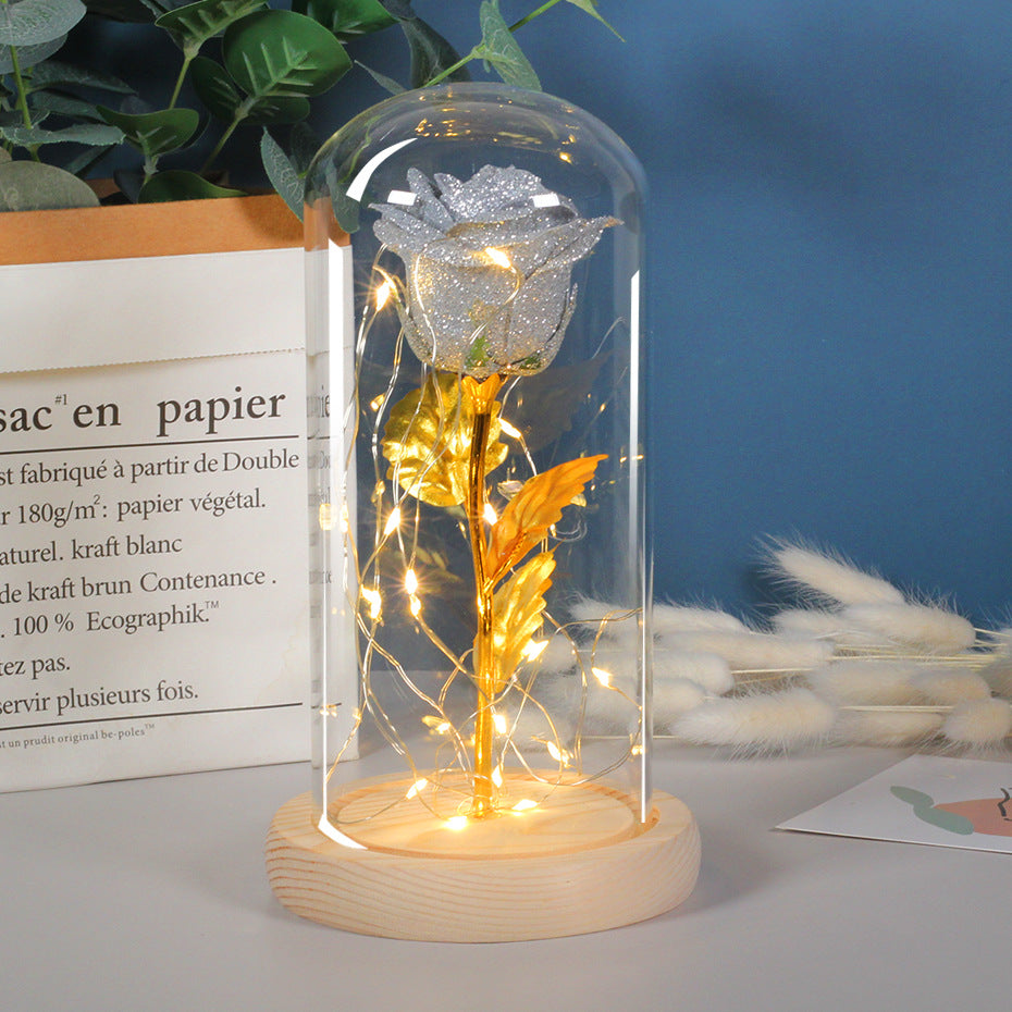 Eternal Rose met LED Licht in Glazen Stolp – Romantisch Cadeau