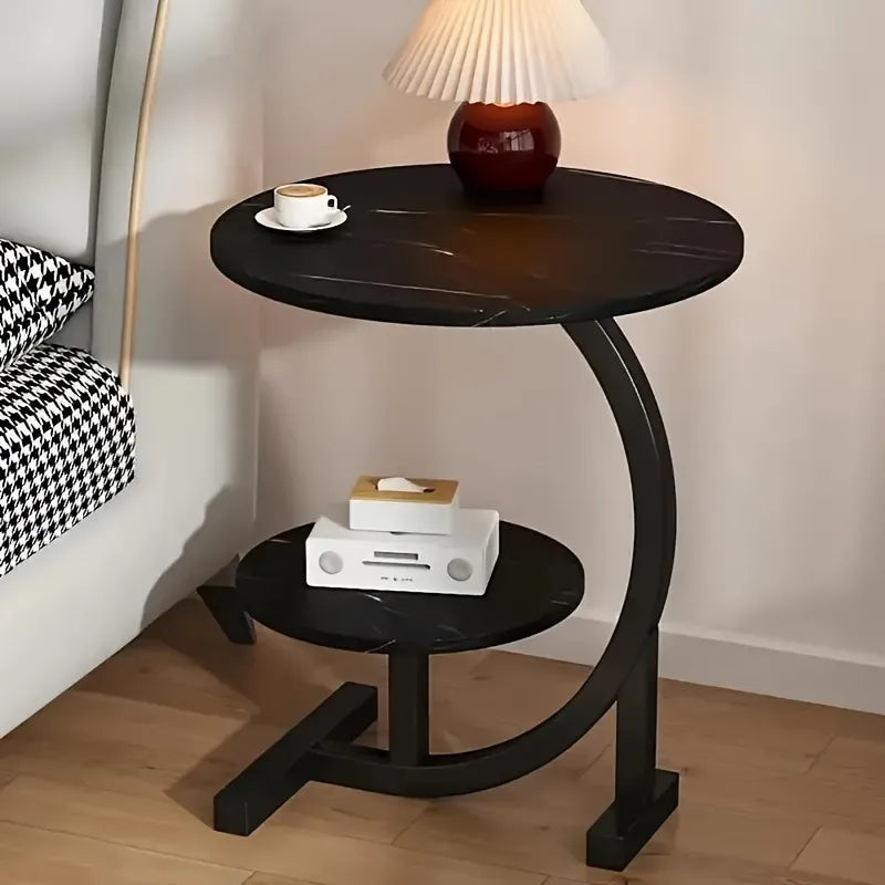 Modern Expandable Double Layer Coffee Table - Wooden Top, Durable, Portable, Multifunctional with Storage Shelf for Living Room
