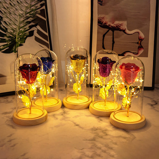 Eternal Rose met LED Licht in Glazen Stolp – Romantisch Cadeau