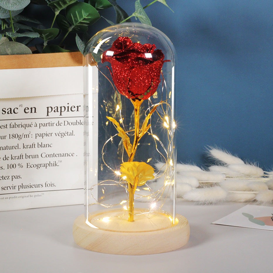 Eternal Rose met LED Licht in Glazen Stolp – Romantisch Cadeau
