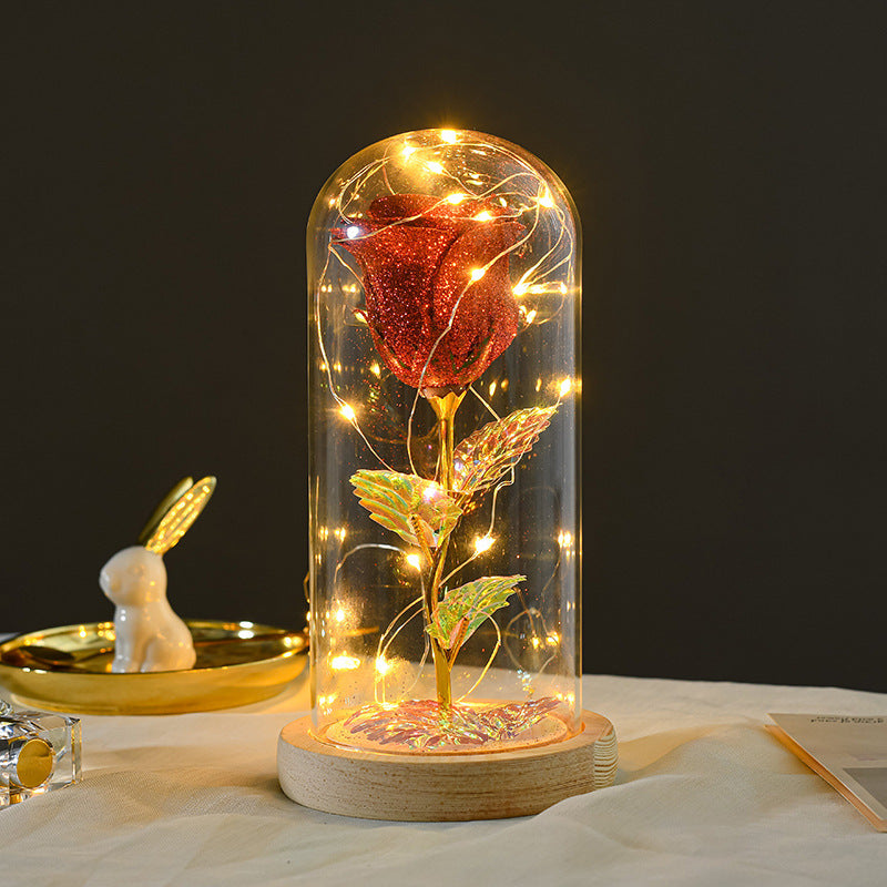 Eternal Rose met LED Licht in Glazen Stolp – Romantisch Cadeau