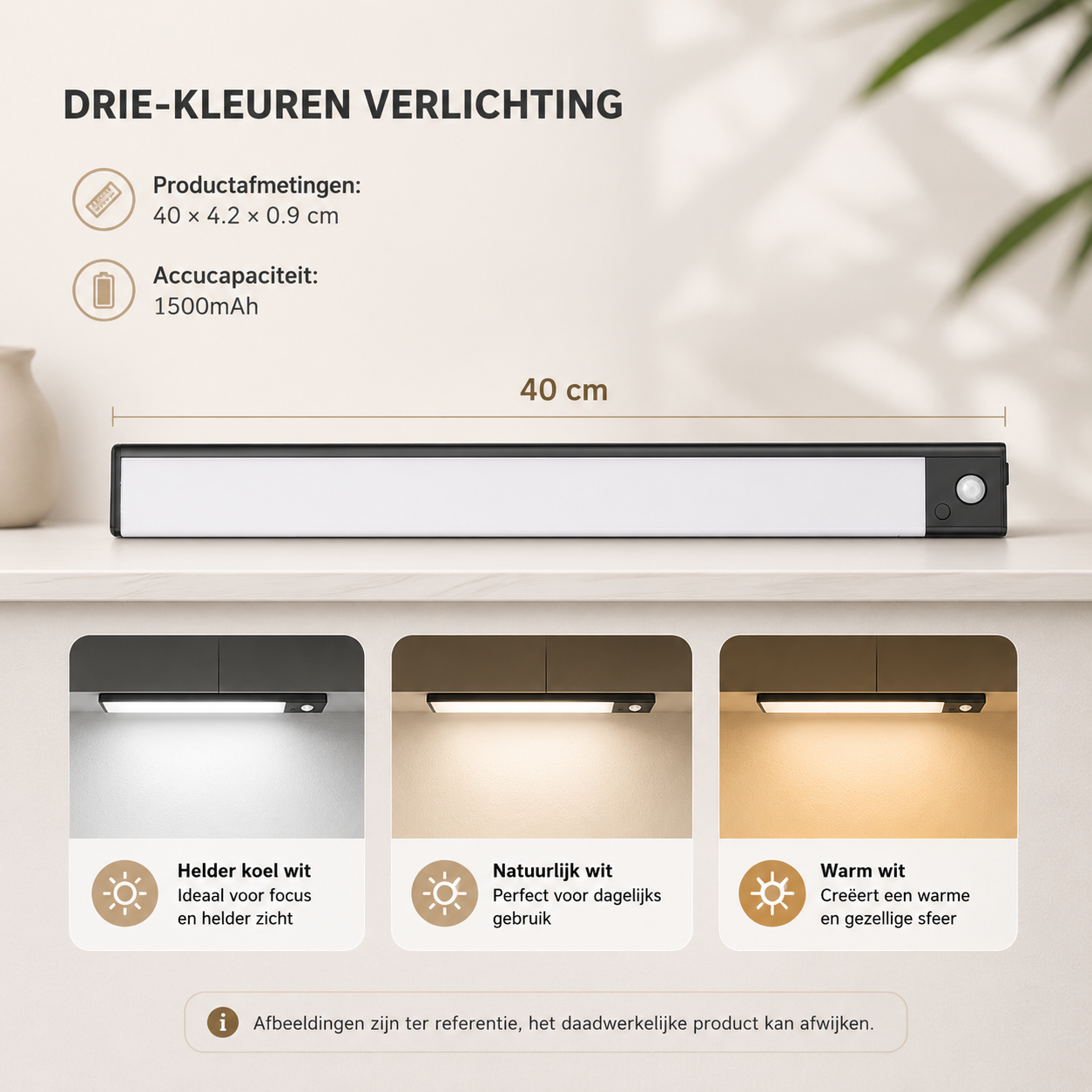 Magnetische LED Kastverlichting met Bewegingssensor – Oplaadbaar & Draadloos