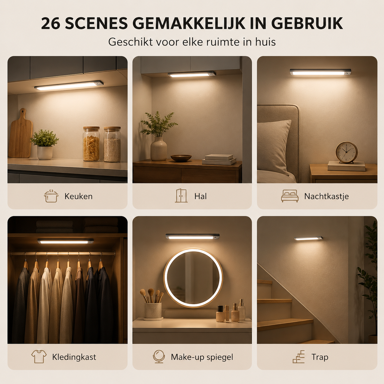 Magnetische LED Kastverlichting met Bewegingssensor – Oplaadbaar & Draadloos