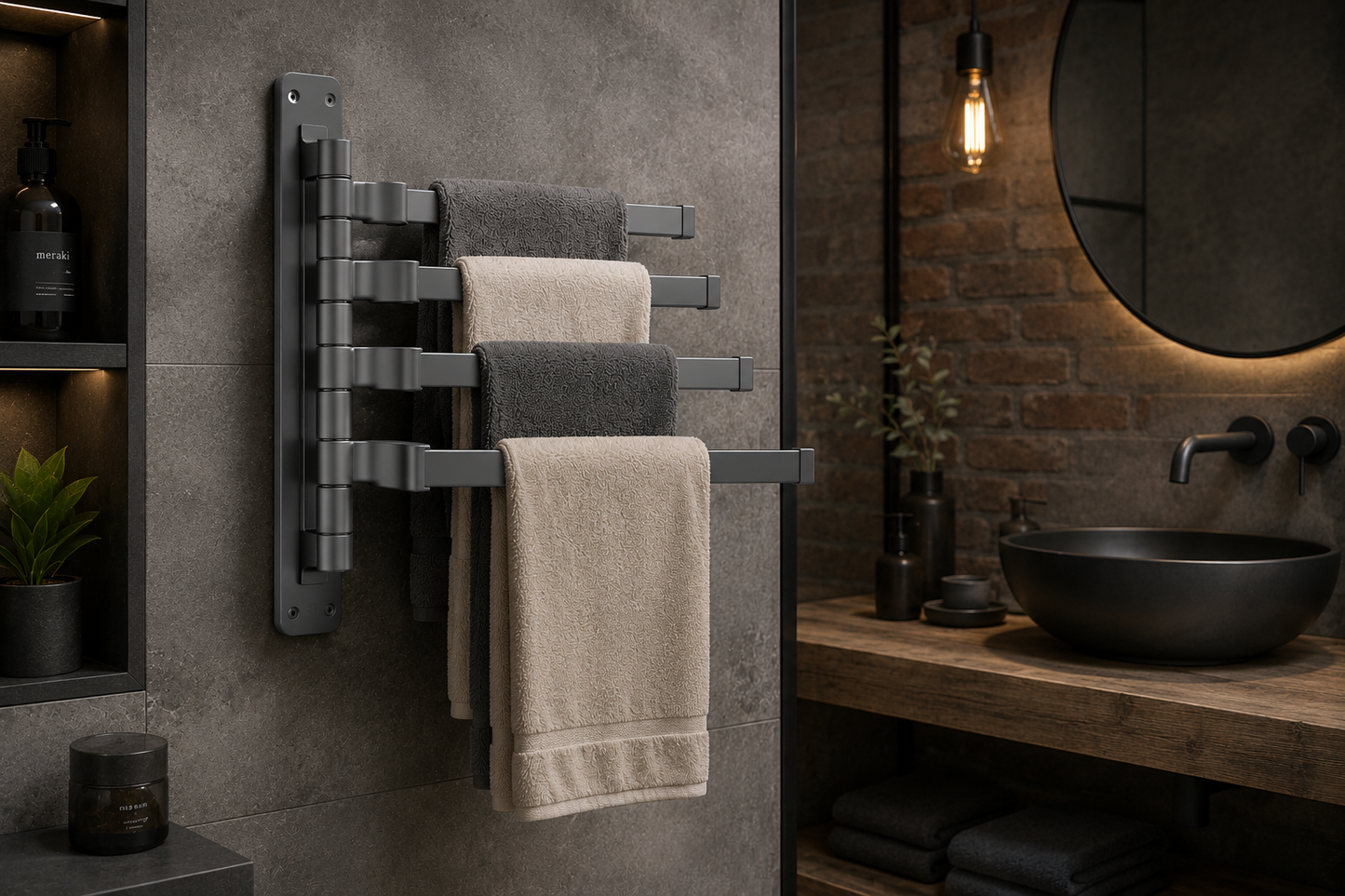 Zelfklevend Aluminium Handdoekrek zonder Boren – Meervoudige Handdoekhouder voor Badkamer – Roestvrij Wandrek