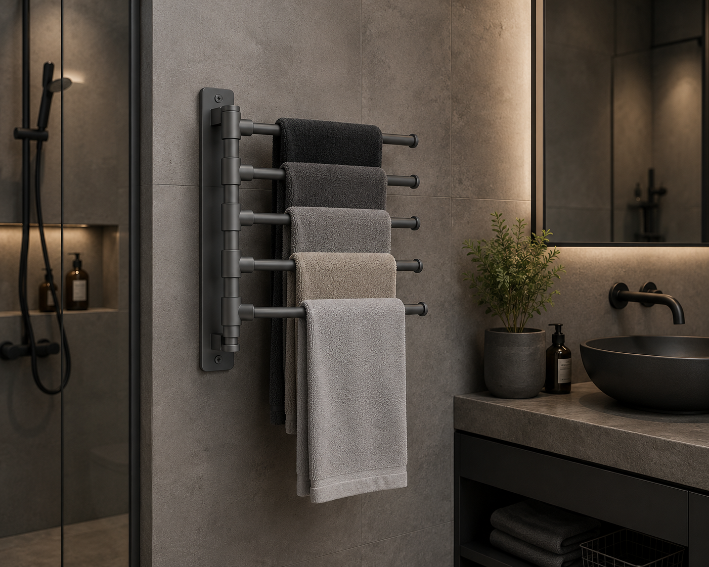 Zelfklevend Aluminium Handdoekrek zonder Boren – Meervoudige Handdoekhouder voor Badkamer – Roestvrij Wandrek