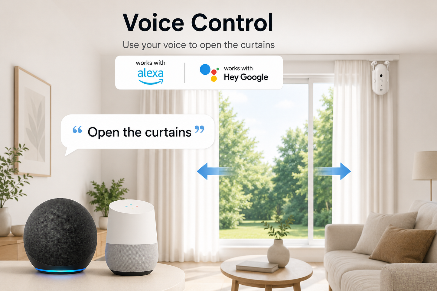 Slimme Gordijnopener met WiFi – Automatische Gordijnmotor voor U- & I-Rail – App, Afstandsbediening, Alexa & Google Assistant
