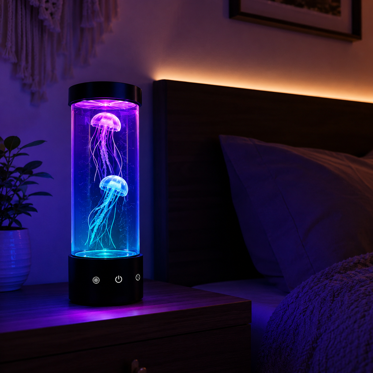 Jellyfish Lamp LED Kwallenlamp met Afstandsbediening – 8 Kleuren RGB – Rustgevende Nachtlamp voor Slaapkamer, Woonkamer & Kinderkamer
