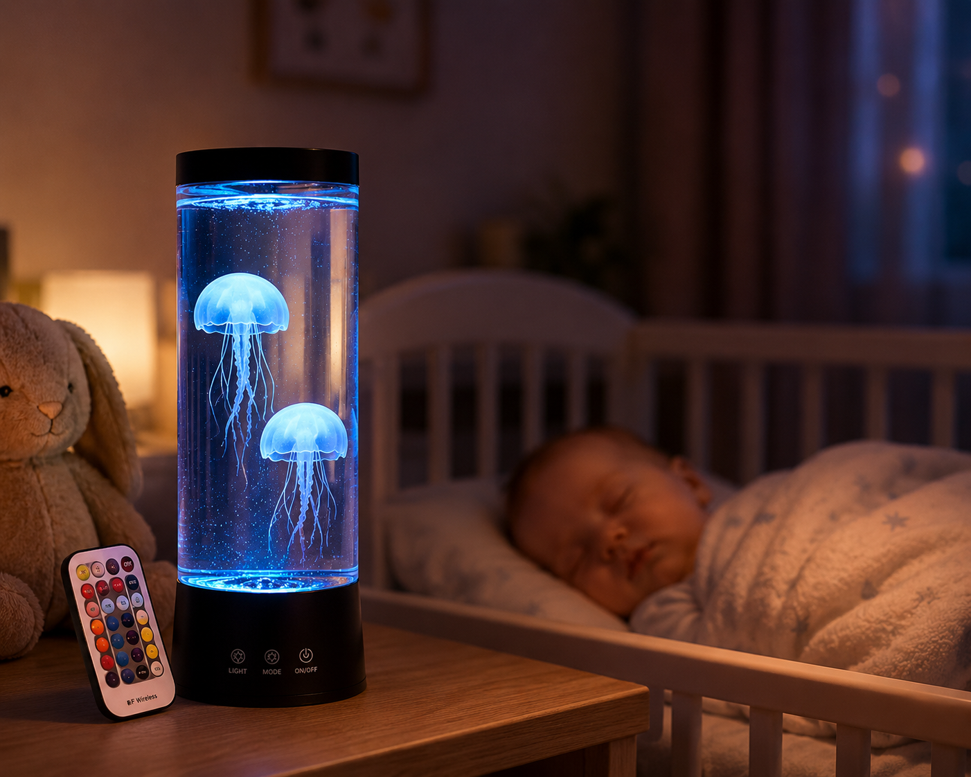 Jellyfish Lamp LED Kwallenlamp met Afstandsbediening – 8 Kleuren RGB – Rustgevende Nachtlamp voor Slaapkamer, Woonkamer & Kinderkamer