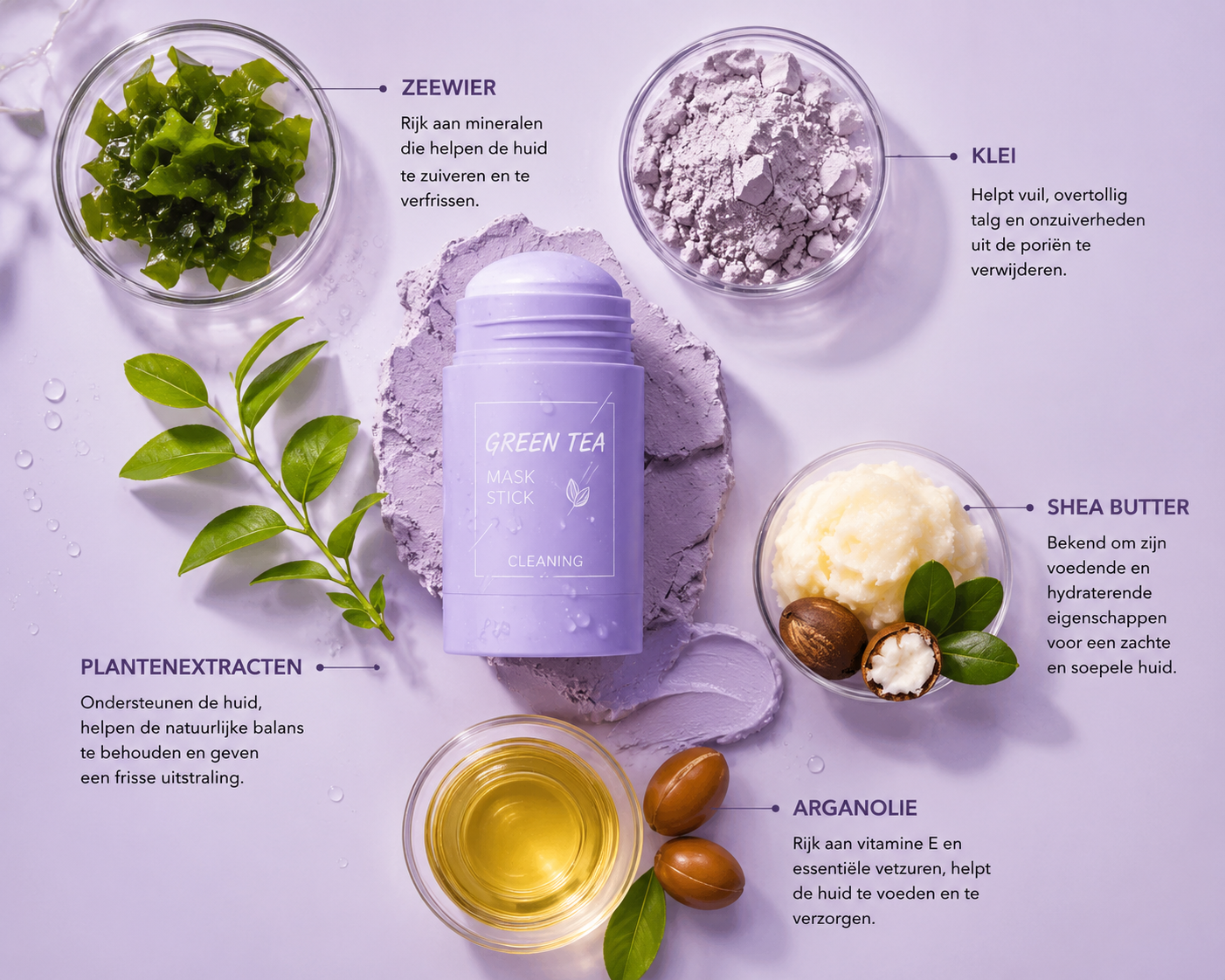 Green Tea Kleimasker Stick – Diepe Gezichtsreiniging & Verzorging