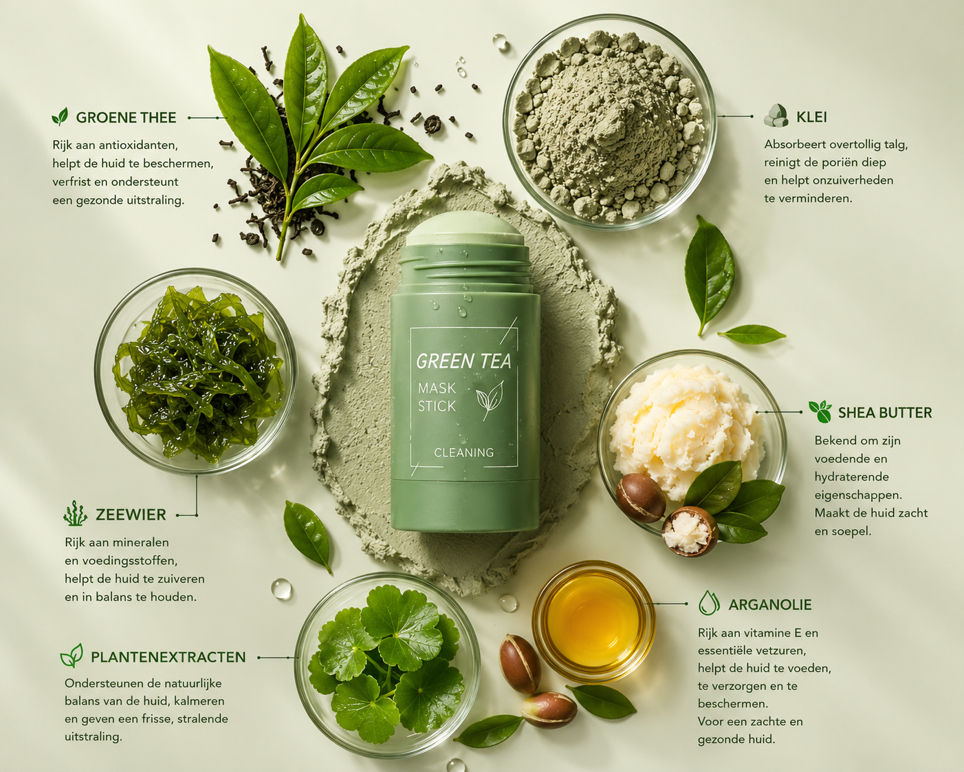 Green Tea Kleimasker Stick – Diepe Gezichtsreiniging & Verzorging
