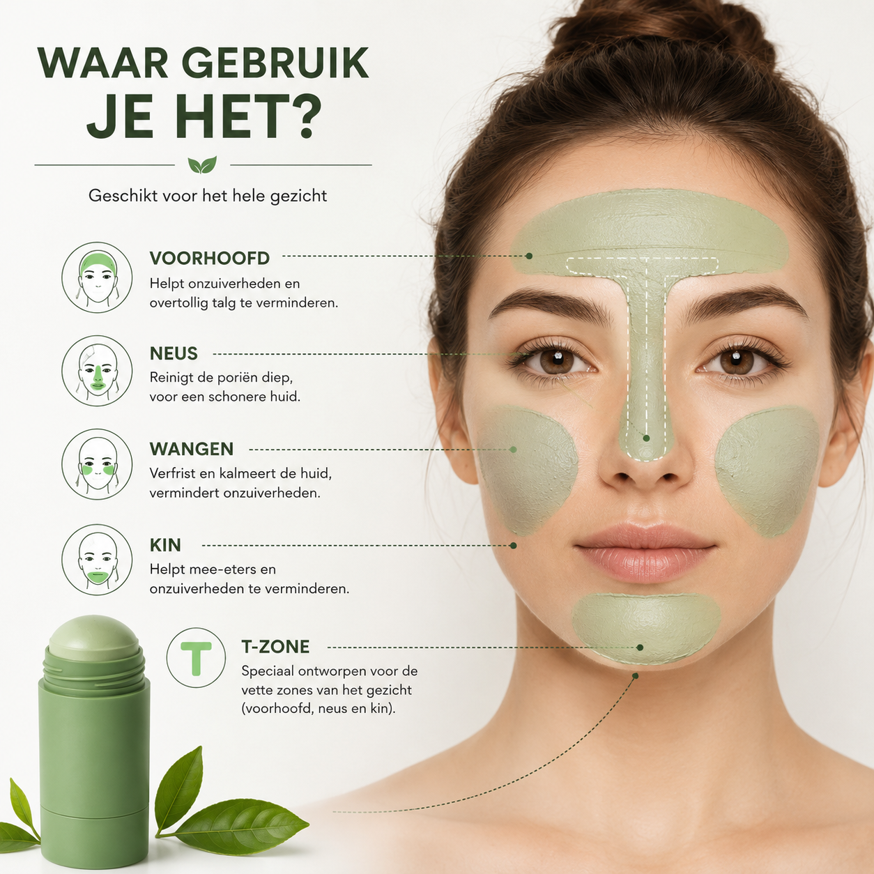 Green Tea Kleimasker Stick – Diepe Gezichtsreiniging & Verzorging