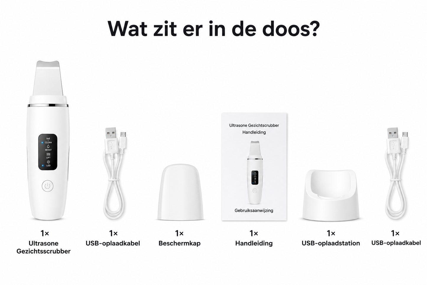 Ultrasone Gezichtsscrubber – Diepe Poriënreiniger & Mee-eterverwijderaar met LED