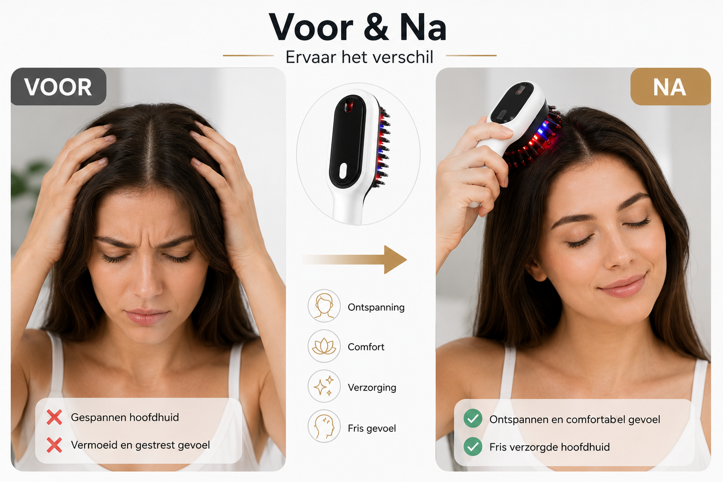 Elektrische Hoofdmassager met Rood & Blauw LED – Hoofdhuidmassageborstel met LED-display
