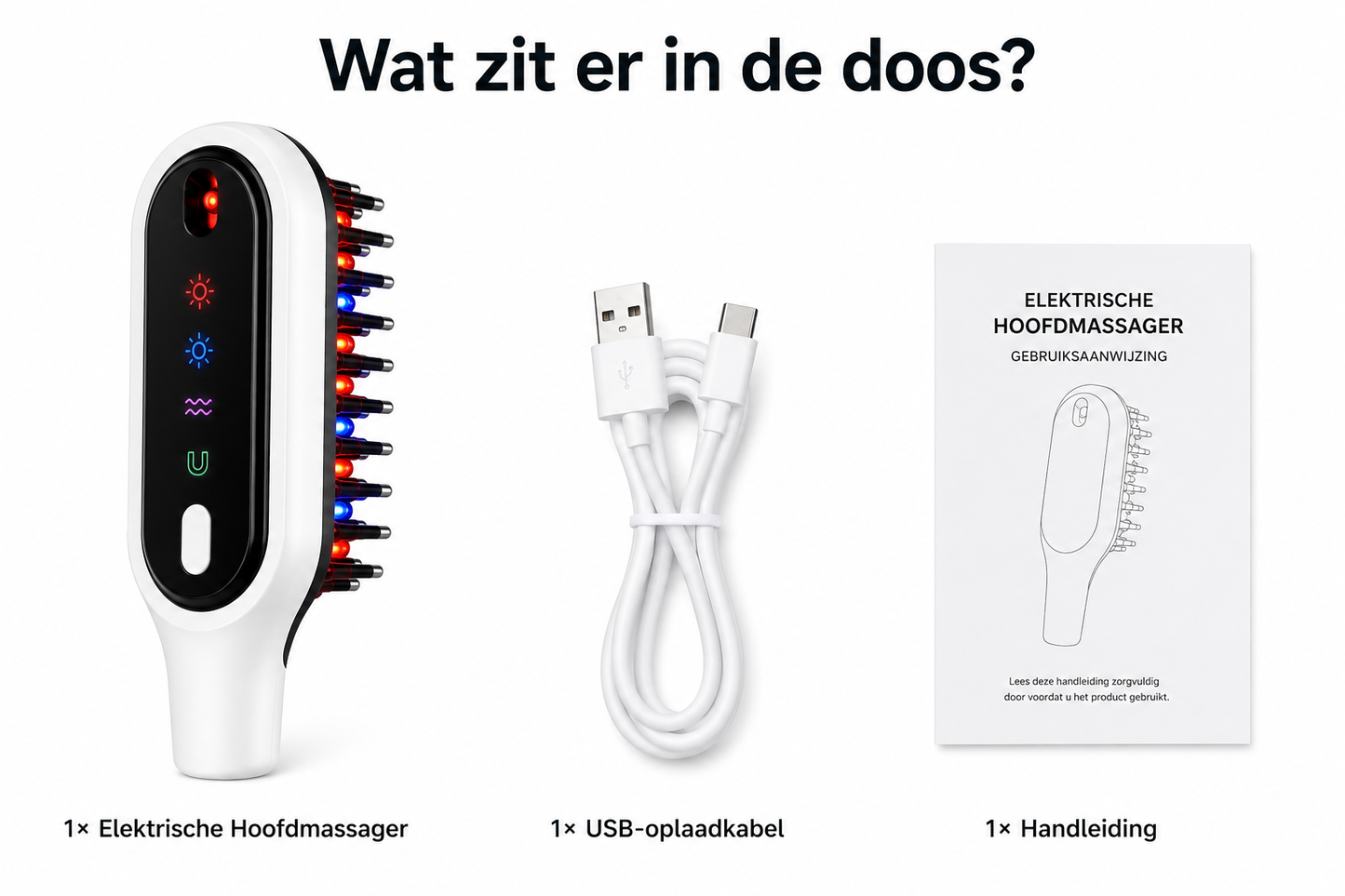 Elektrische Hoofdmassager met Rood & Blauw LED – Hoofdhuidmassageborstel met LED-display