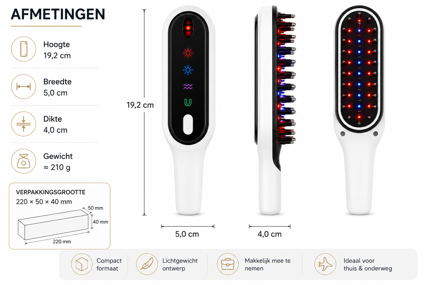 Elektrische Hoofdmassager met Rood & Blauw LED – Hoofdhuidmassageborstel met LED-display