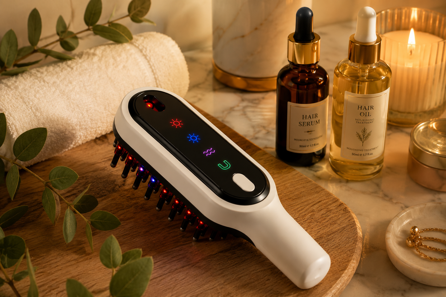 Elektrische Hoofdmassager met Rood & Blauw LED – Hoofdhuidmassageborstel met LED-display