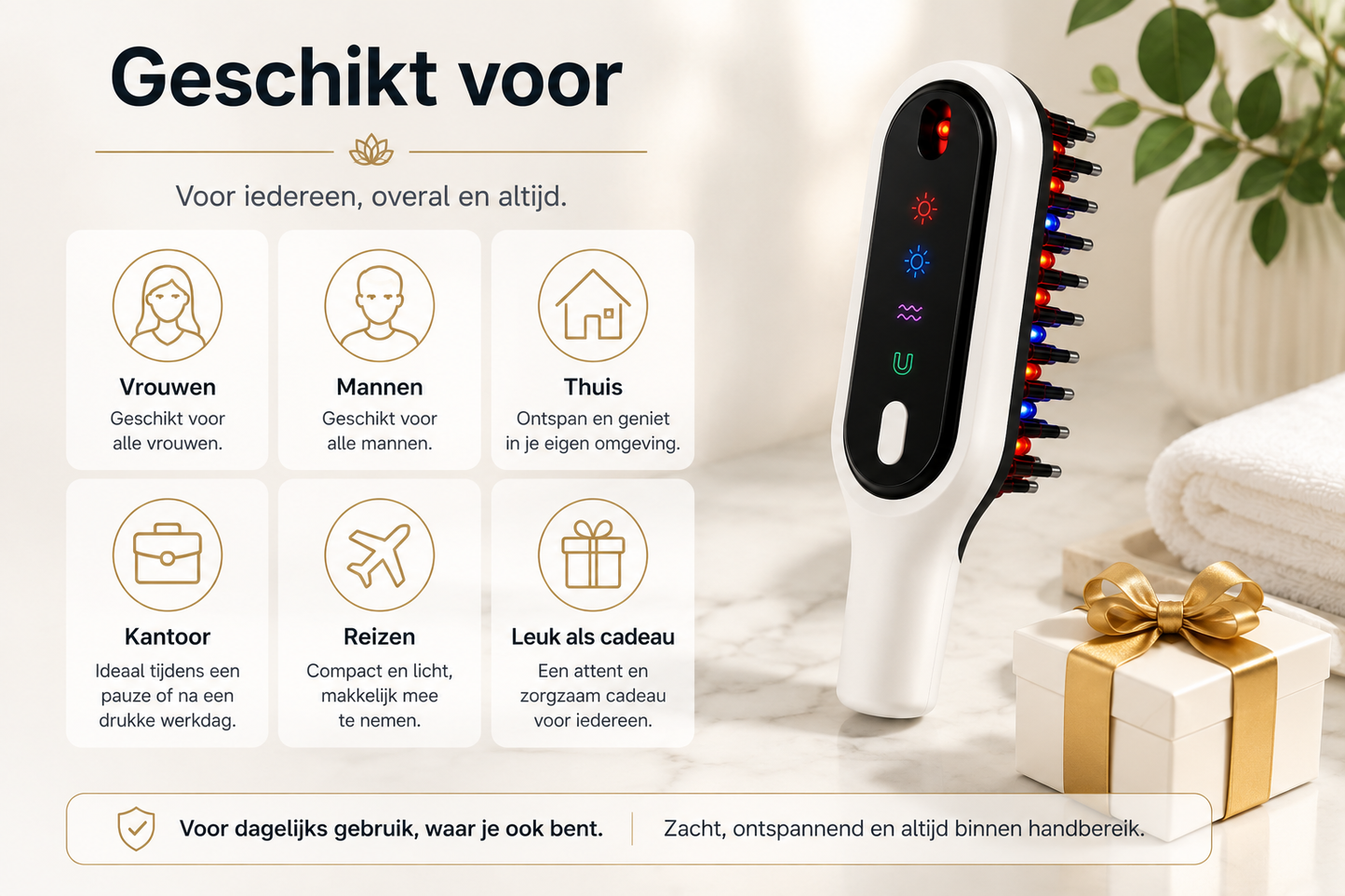 Elektrische Hoofdmassager met Rood & Blauw LED – Hoofdhuidmassageborstel met LED-display
