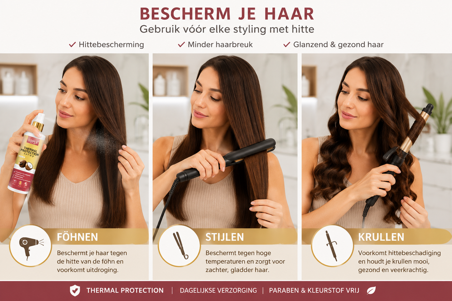 Kokos Thermal Protection Spray – Hittebescherming & Verzorging voor Glanzend Haar