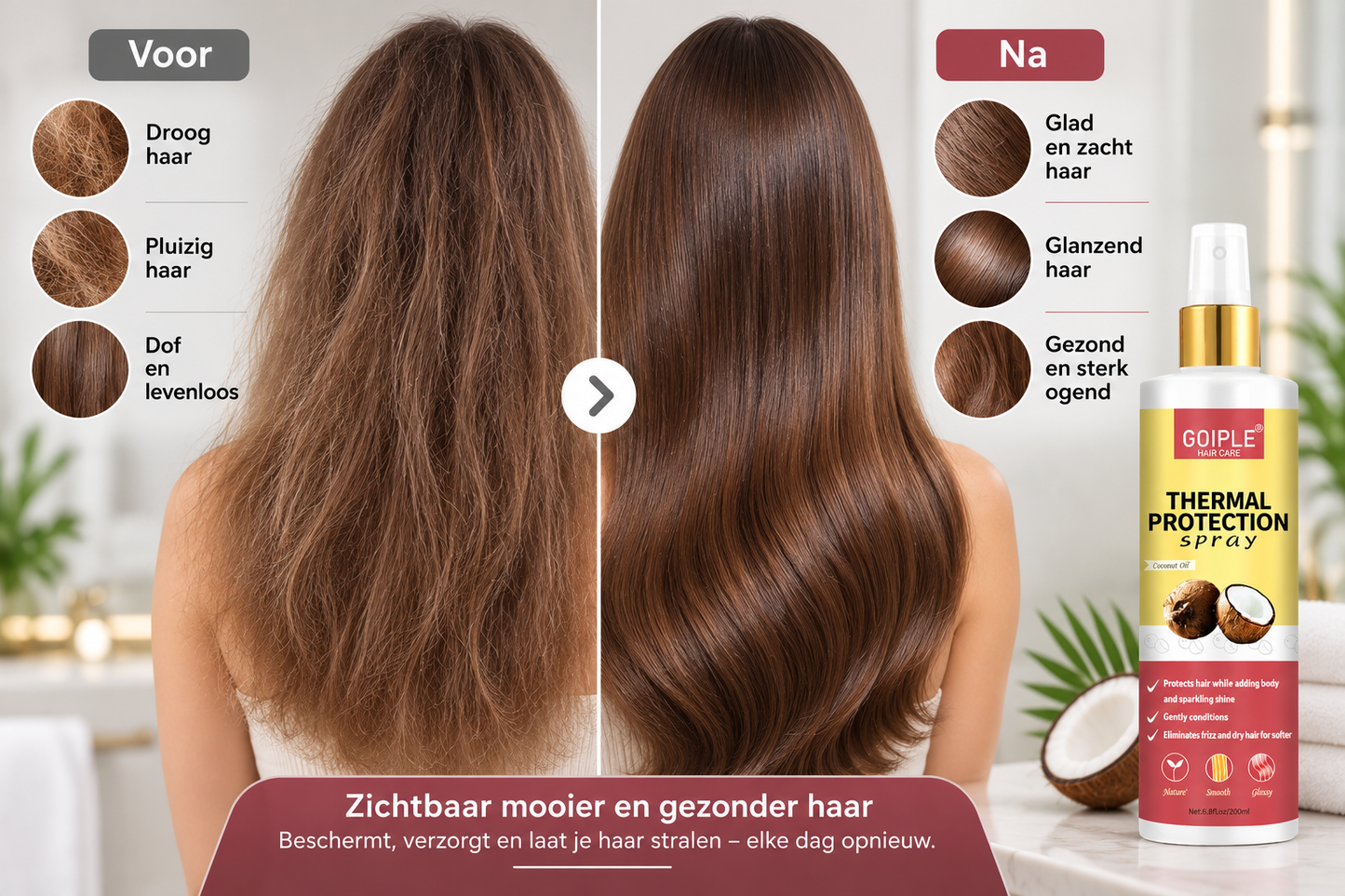 Kokos Thermal Protection Spray – Hittebescherming & Verzorging voor Glanzend Haar