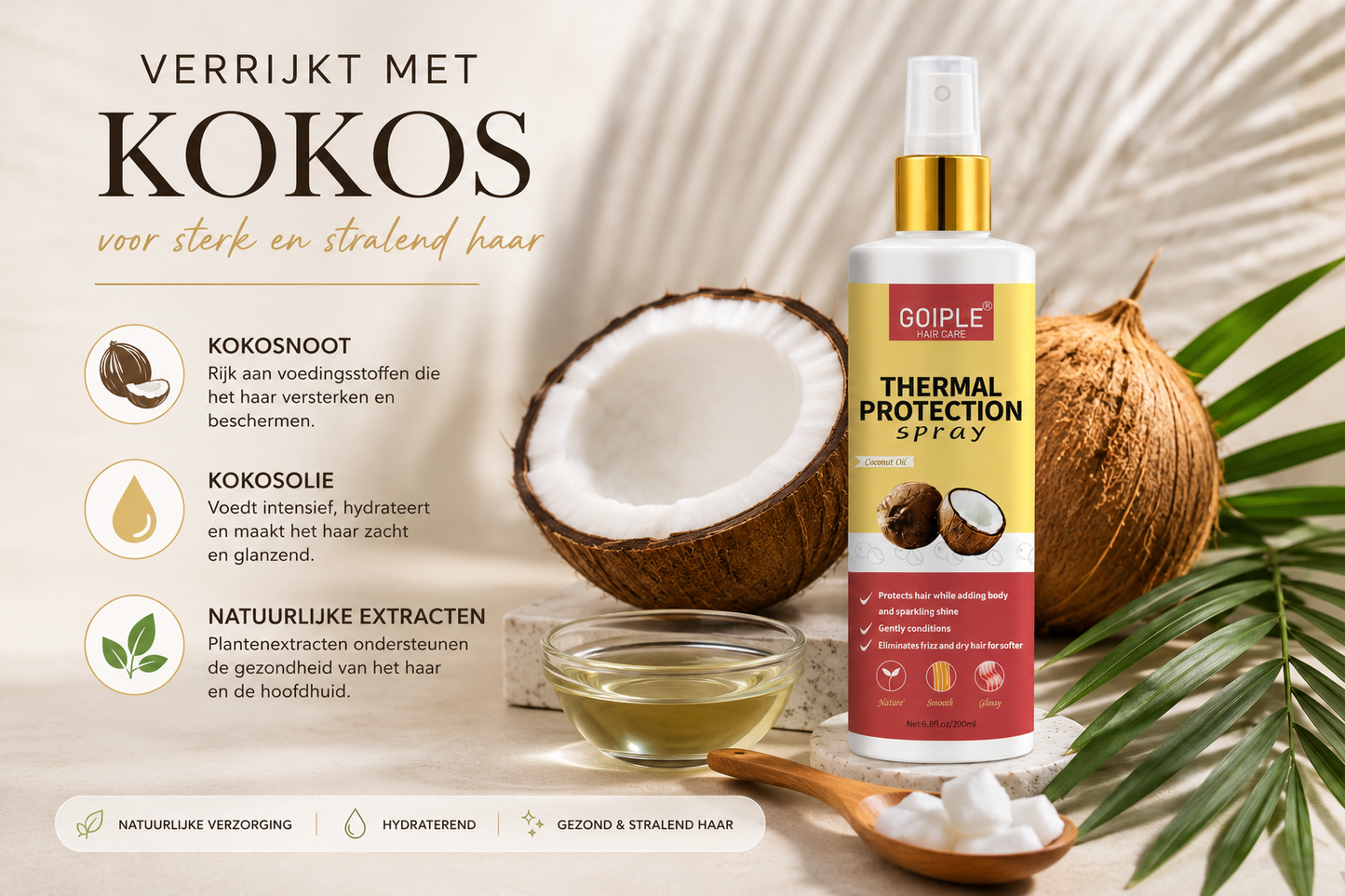 Kokos Thermal Protection Spray – Hittebescherming & Verzorging voor Glanzend Haar