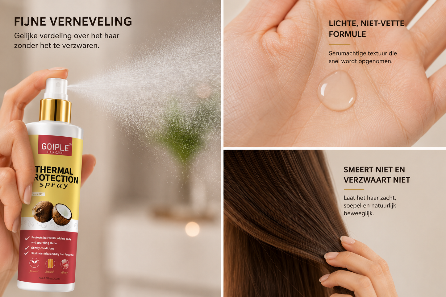 Kokos Thermal Protection Spray – Hittebescherming & Verzorging voor Glanzend Haar