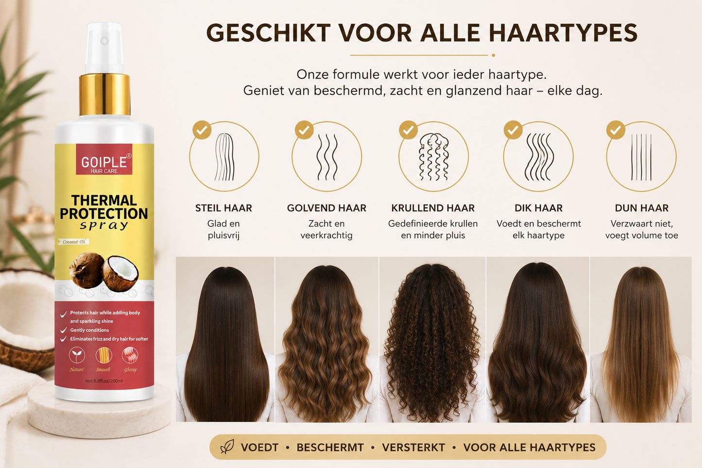 Kokos Thermal Protection Spray – Hittebescherming & Verzorging voor Glanzend Haar