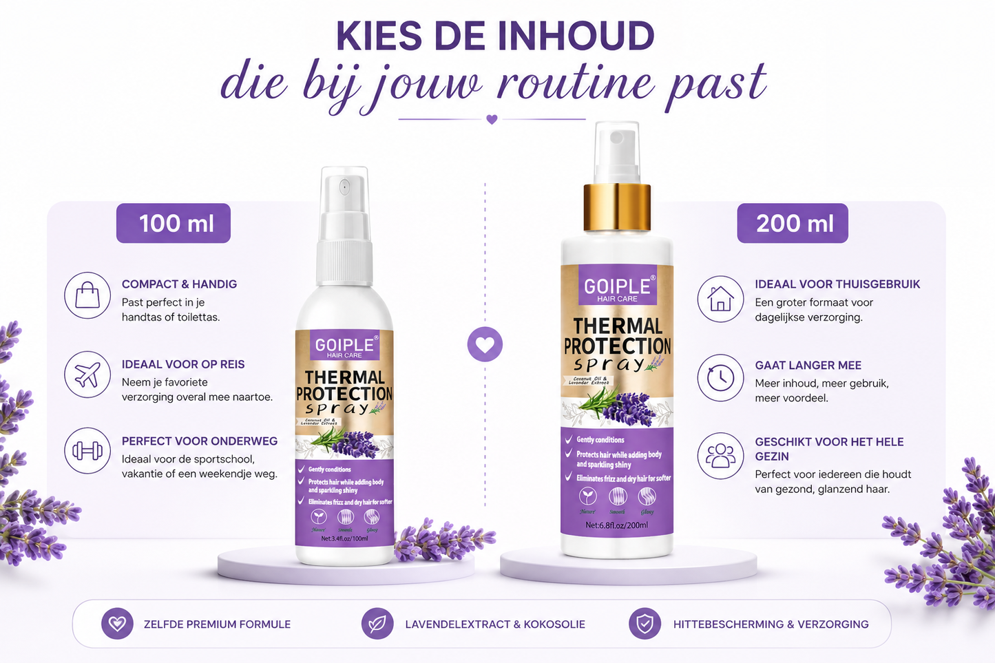 Lavendel Thermal Protection Spray – Hittebescherming & Verzorging voor Glanzend Haar