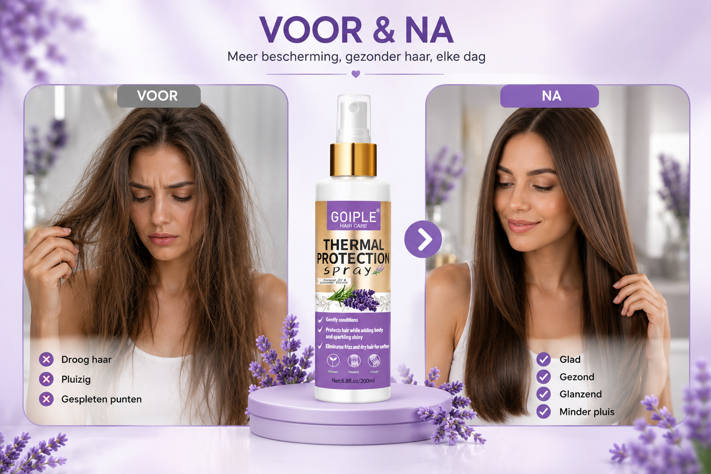 Lavendel Thermal Protection Spray – Hittebescherming & Verzorging voor Glanzend Haar