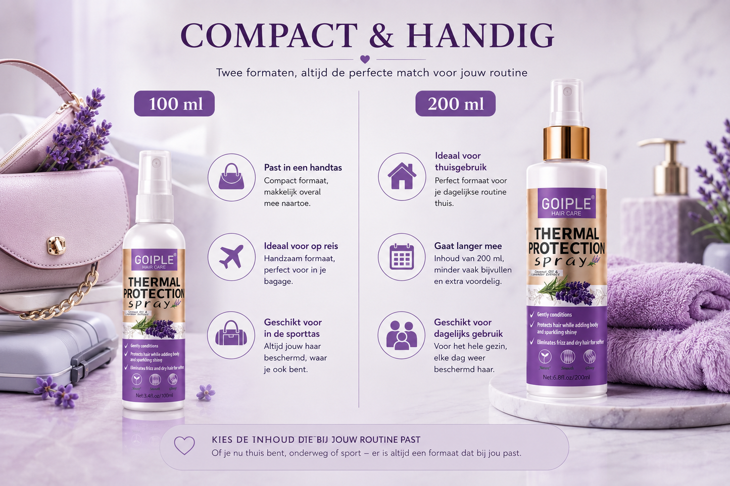 Lavendel Thermal Protection Spray – Hittebescherming & Verzorging voor Glanzend Haar