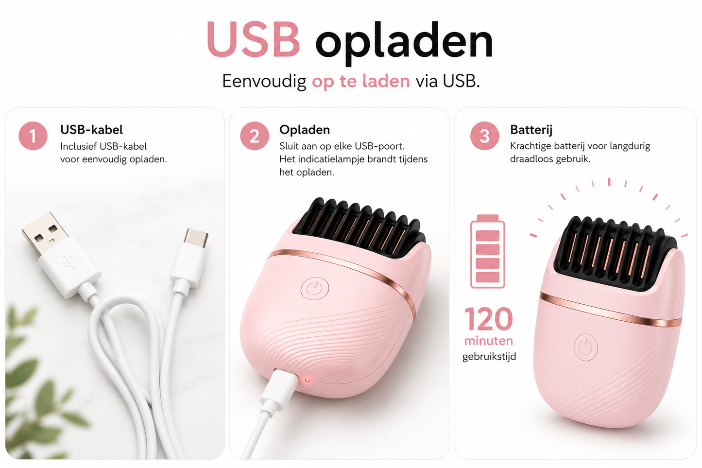 Draadloze Mini-Stijltang met Kam – Compacte Haarstyler voor Glad en Pluisvrij Haar