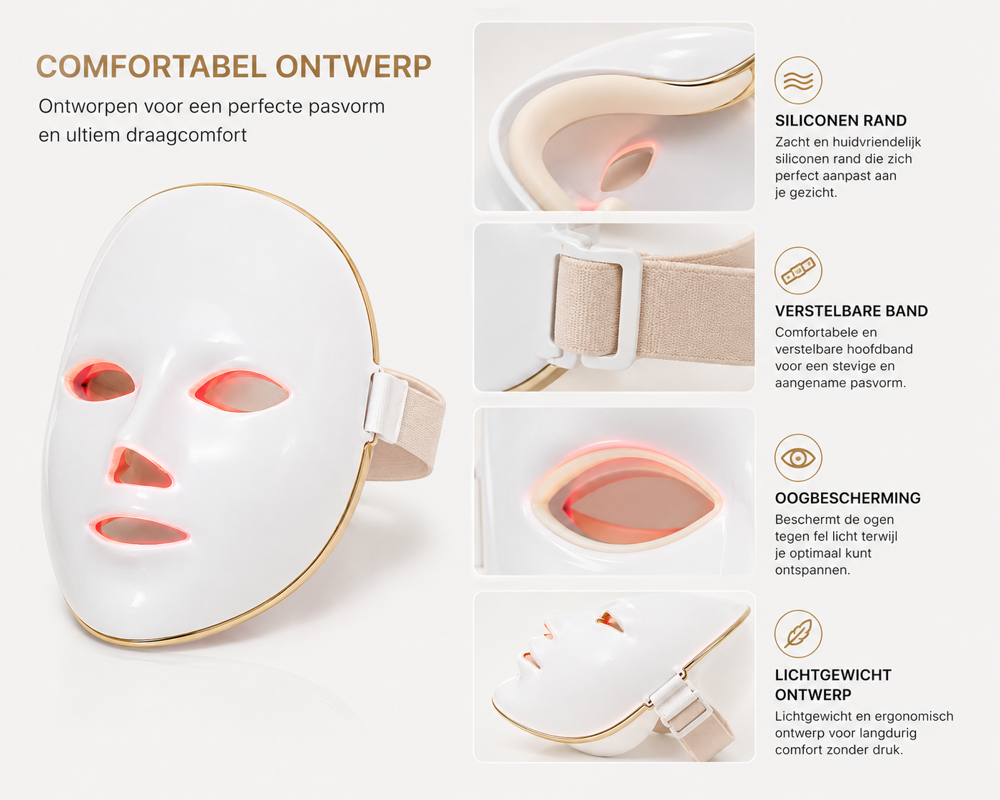 Premium LED Roodlicht Gezichtsmasker – Professionele Lichttherapie voor Thuis