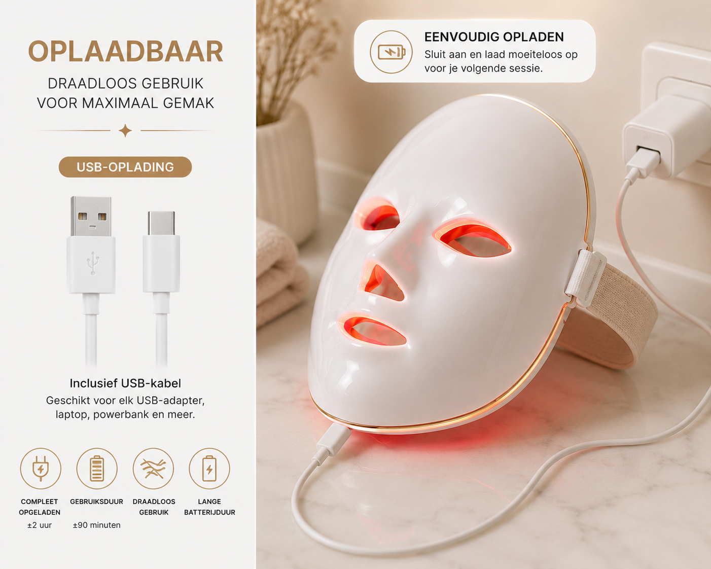 Premium LED Roodlicht Gezichtsmasker – Professionele Lichttherapie voor Thuis