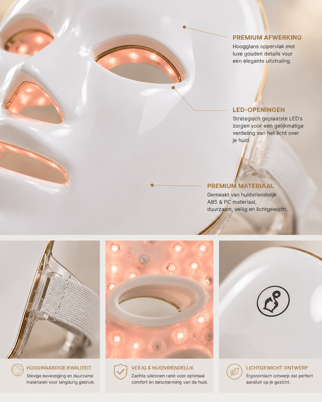 Premium LED Roodlicht Gezichtsmasker – Professionele Lichttherapie voor Thuis