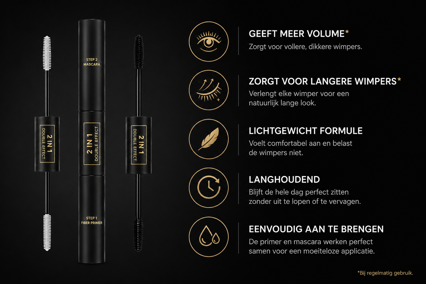 2-in-1 Dubbelzijdige Mascara met Primer – Voor Langere en Vollere Wimpers