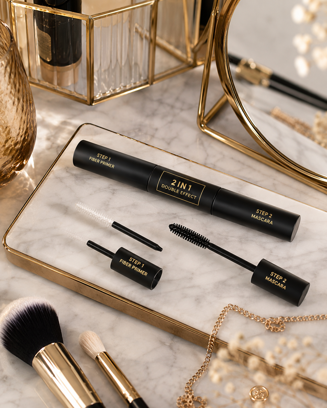 2-in-1 Dubbelzijdige Mascara met Primer – Voor Langere en Vollere Wimpers