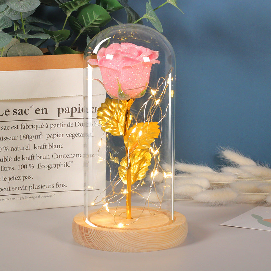 Eternal Rose met LED Licht in Glazen Stolp – Romantisch Cadeau