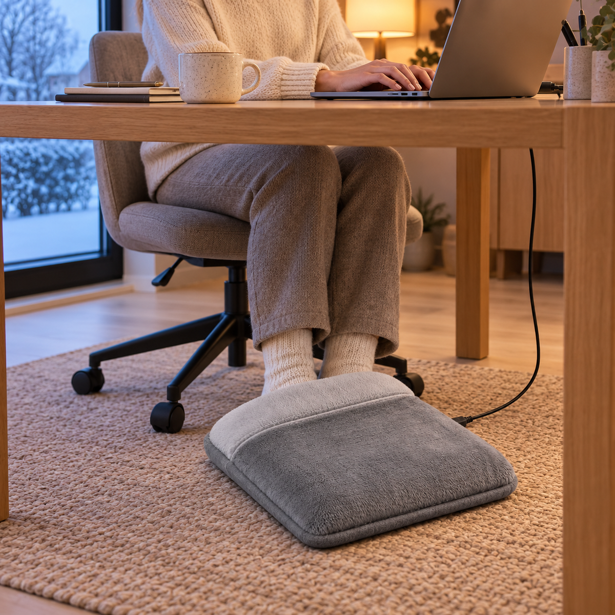 Elektrische Voetenwarmer met Zachte Pluche Voering – USB-aangedreven & Wasbaar