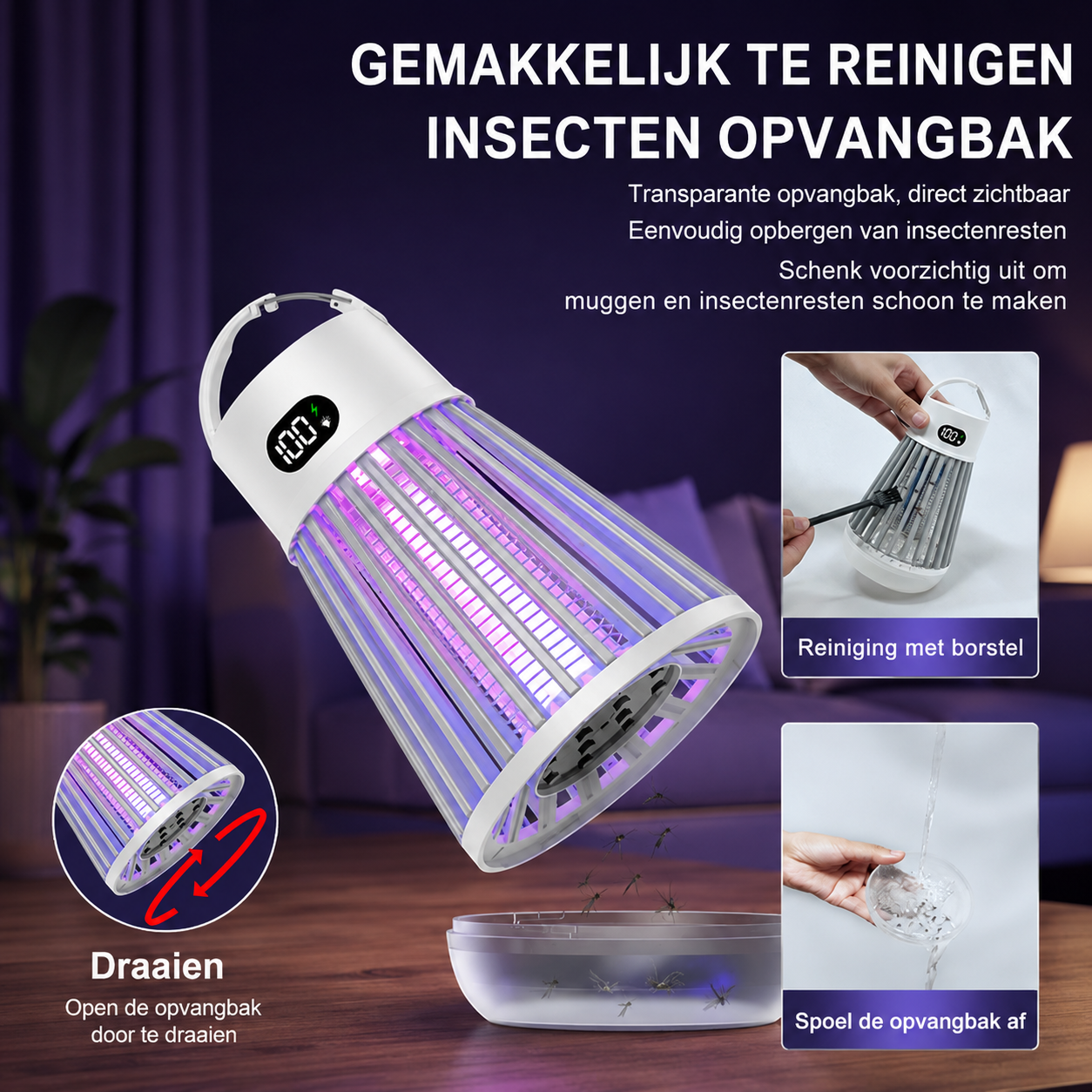 Elektrische Muggenverdelger met Digitaal Display – UV Muggenval voor Binnen en Buiten